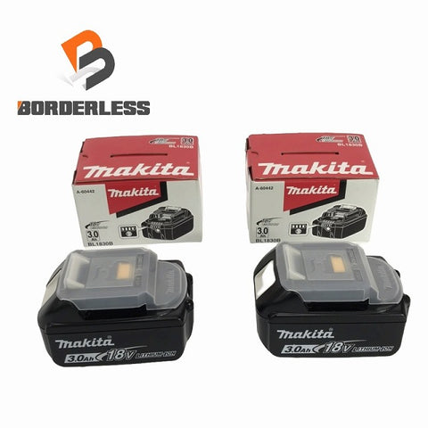 ☆未使用品2個セット☆makita マキタ 18V 3.0Ah 純正 リチウムイオンバッテリー BL1830B 残量表示付