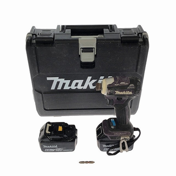 ☆中古品☆makita マキタ 18V 充電式インパクトドライバ TD172D 紫 バッテリー2個(18V 6.0Ah) ケース付き 電動工具 締め付け - 4