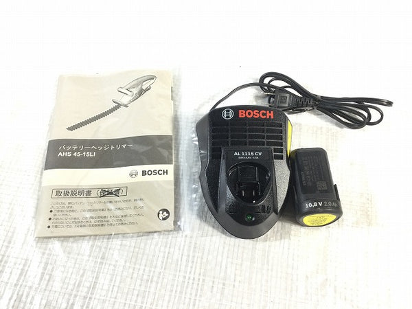 ☆比較的綺麗☆BOSCH ボッシュ 10.8V 450mm バッテリーヘッジトリマー AHS45-15LI バッテリ1個(2.0Ah) 充電器付 コードレス バリカン - 10