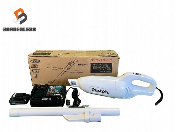 ☆中古美品☆ makita マキタ 充電式クリーナ CL108FDSHW 白/ホワイト 本体+バッテリー(10.8V 1.5Ah)充電器(DC10SA)+パーツ 掃除 - 1