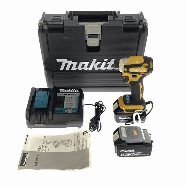 ☆比較的綺麗です☆makita 18V 充電式インパクトドライバ TD172DGXFY 黄 バッテリー2個(18V 6.0Ah) 充電器 ケース付き - 4