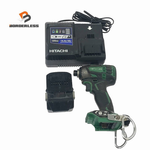☆中古品☆HITACHI 日立工機 18V コードレスインパクトドライバ WH18DDL2 バッテリー1個(18V 6.0Ah) 充電器付120003