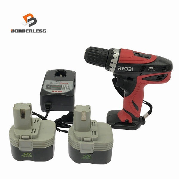 ☆中古品☆RYOBI リョービ 12V 充電式ドライバドリル BD-123 バッテリ2個(1.3Ah) 充電器付 コードレス ドリルドライバー138192 - 1
