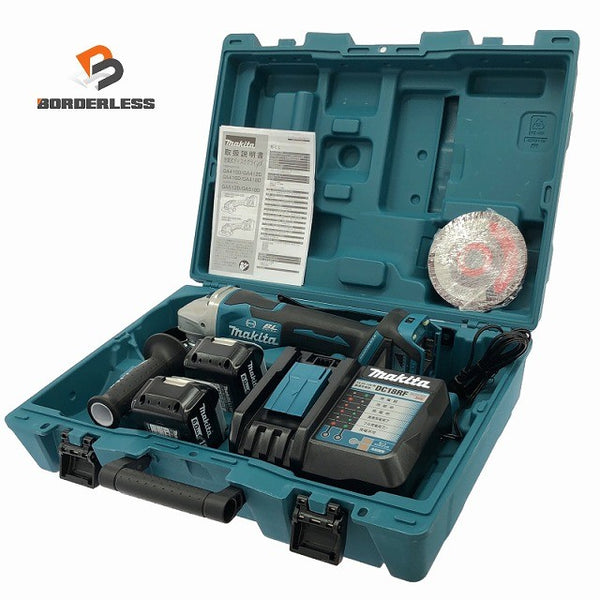 ☆未使用品 makita マキタ 18V 125mm 充電式ディスクグラインダー GA518DRGX バッテリ2個(6.0Ah) 充電器 ケース付 コードレス133226 - 1