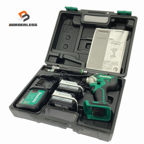 ☆中古美品☆ makita マキタ 14.4V 充電式インパクトドライバー MTD001DSX バッテリー2個(1.5Ah)充電器+パーツ+ケース131174