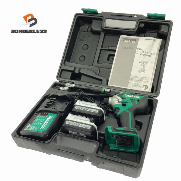 ☆中古美品☆ makita マキタ 14.4V 充電式インパクトドライバー MTD001DSX バッテリー2個(1.5Ah)充電器+パーツ+ケース131174 - 1