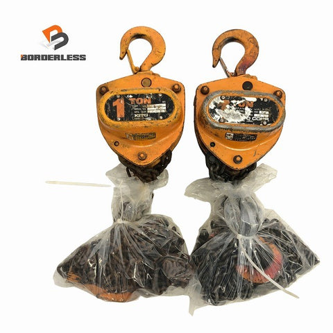 ☆中古品2個セット☆KITO キトー チェーンブロック M3形 CB010 荷重1.0ton/1ton 揚程2.5m 手動式 チェンブロック 吊り具 荷揚げ機136343
