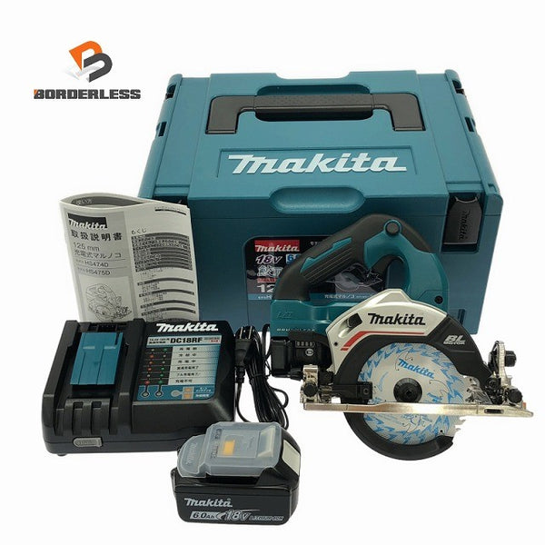 ☆未使用品☆makita マキタ 18V 125mm 充電式マルノコ HS475DRGX バッテリー2個(6.0Ah) 充電器 ケース付 無線連動対応 コードレス132219 - 1