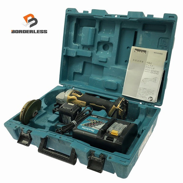 ☆中古品☆makita マキタ 18V 100mm 充電式ディスクグラインダ GA404D 100周年 バッテリ1個(3.0Ah)充電器 パーツ ケース133482 - 1