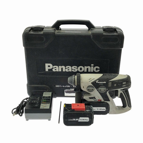 ☆中古品☆Panasonic パナソニック 28.8V 充電ハンマードリル EZ7880 バッテリ2個(3.0/3.1Ah) 充電器付 コードレス ハンマドリル129728 - 3