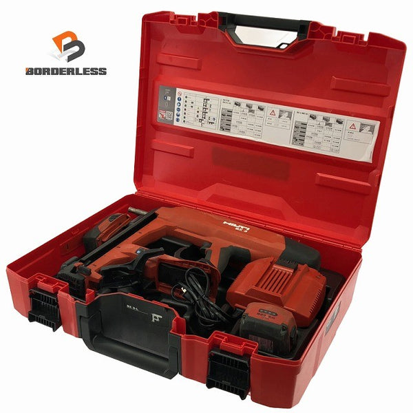 ☆中古品 HILTI ヒルティ 21.6V 充電式鋲打ち機 BX3-L バッテリ2個(3.0Ah)充電器 ケース 鋲打機 コンクリートネイラー ピン打機136089 - 1