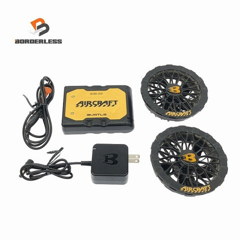 ☆中古品セット☆BURTLE バートル 24V エアークラフト用バッテリー AC09 ゴールド ファンユニット AC09-1 黒 2025年モデル118254