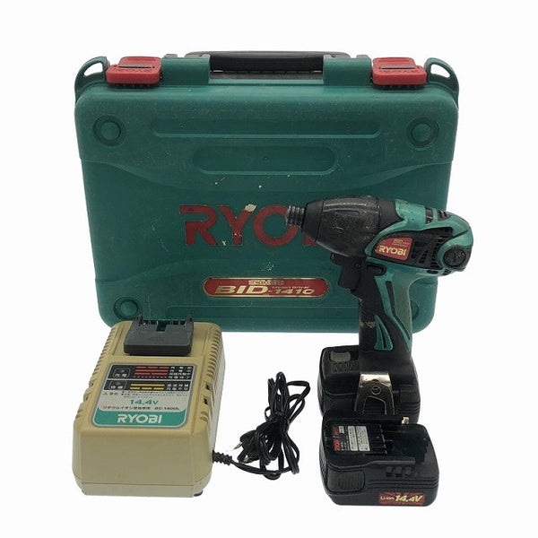 ☆中古品☆RYOBI リョービ 14.4V 充電式インパクトドライバー BID-1410 バッテリ2個(500mAh) 充電器 ケース付 コードレス117513 - 3