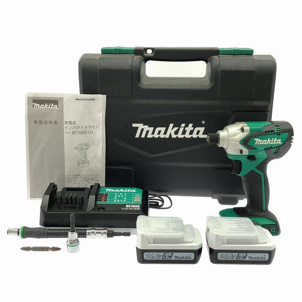 ☆中古美品☆ makita マキタ 14.4V 充電式インパクトドライバー MTD001DSX バッテリー2個(1.5Ah)充電器+パーツ+ケース131174 - 3