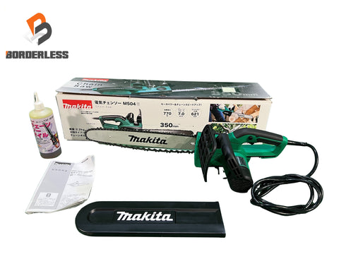 ☆比較的綺麗☆makita マキタ 100V 電気チェンソー M504 ガイドバー350mm コード式 電気チェーンソー 電動工具 伐採 造園121806