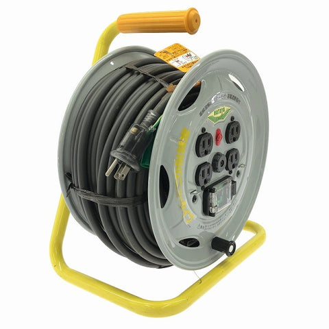 ☆中古美品☆HATAYA ハタヤ 100V 30m 業務用戦力リール BM-30K 漏電遮断器付 屋内用 電工ドラム コードリール 延長コード138483 - 0