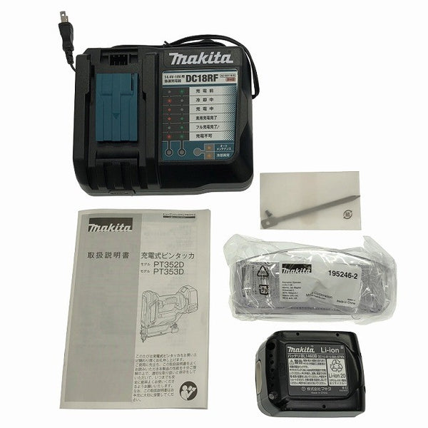 ☆未使用品☆makita マキタ 14.4V 充電式ピンタッカー PT352DRG バッテリ1個(14.4V 6.0Ah)充電器 ゴーグル付 ピンネイラ ピン釘打機113486 - 10