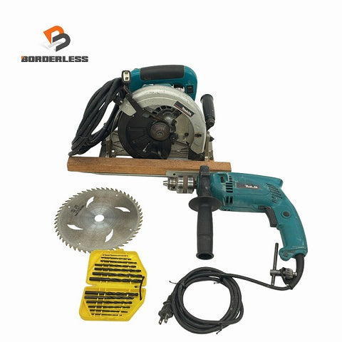☆中古品2点☆makita マキタ 100V 15mm 電気ドリル HP1501 190mm 際切マルノコ 5840BA 木材加工 日曜大工 DIY おまけ付♪129477