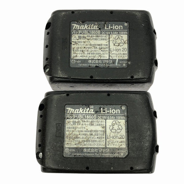 ☆中古品2点☆makita マキタ 18V 6.0Ah 純正 リチウムイオンバッテリー BL1860B 2個 残量表示付 急速充電対応 蓄電池 充電池137463 - 10