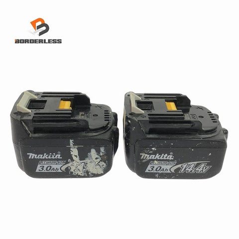 ☆中古品2点セット☆makita マキタ 14.4V 3.0Ah 純正 リチウムイオンバッテリー BL1430B 残量表示付 蓄電池 充電池137922