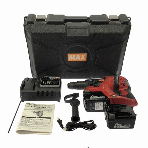 ☆中古品☆MAX マックス 25.2V 充電式ブラシレスハンマドリル PJ-R266-B2C/40A 充電器 バッテリー2個 ケース付 穴あけ加工 電動工具124289 - 3