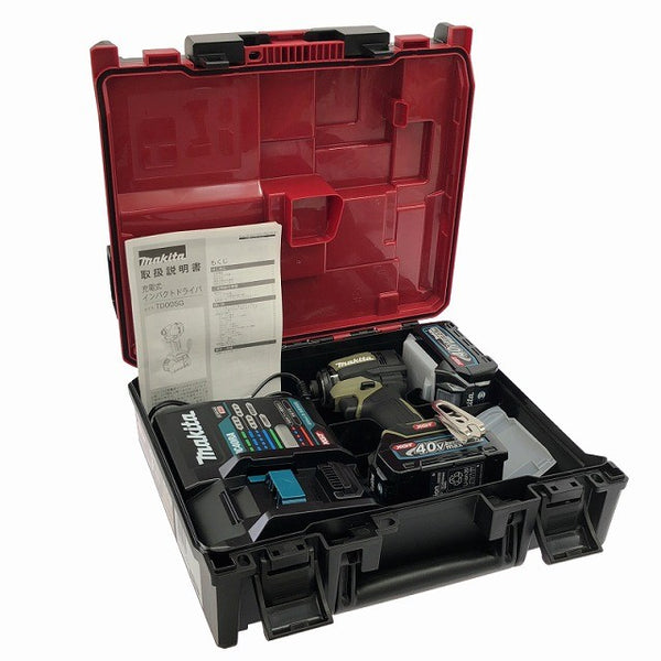 ☆未使用品☆ makita マキタ 40Vmax 充電式インパクトドライバ TD005GRDXO オリーブ バッテリー2個(2.5Ah)充電器+ケース133118 - 2
