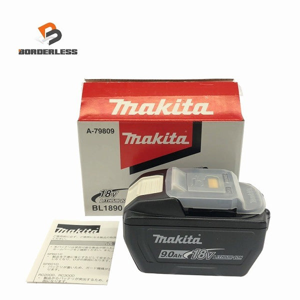 ☆未使用品☆makita マキタ 18V 9.0Ah 純正 リチウムイオンバッテリー BL1890 残量表示付 リチウムイオン電池 大容量135796 - 1