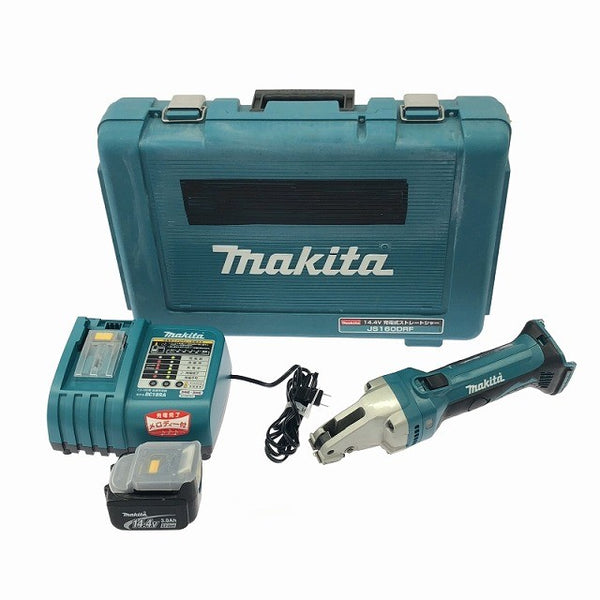 ☆比較的綺麗☆makita マキタ 14.4V 充電式ストレートシャー JS160DRF バッテリー 14.4V3.0Ah 充電器(DC18RA) 鉄板切り116800 - 3