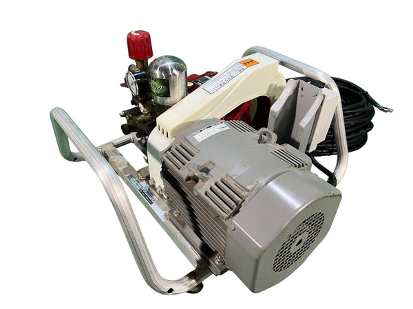 ☆中古品☆ハツタ 初田工業 200V モーターセット動噴 LP300DX-LK モータ(日立 2.2kW TFO-LK 4P) 本体(YS300DX) 高圧動力噴霧機131595 - 2