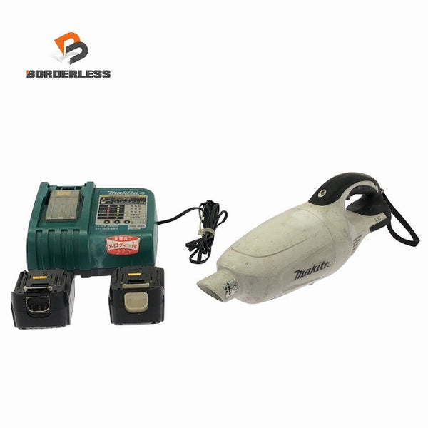 ☆中古品☆makita マキタ 14.4V 充電式クリーナー CL140FD 白 バッテリ2個(14.4V3.0Ah) 充電器付 コードレス ハンディ 掃除機134790 - 1