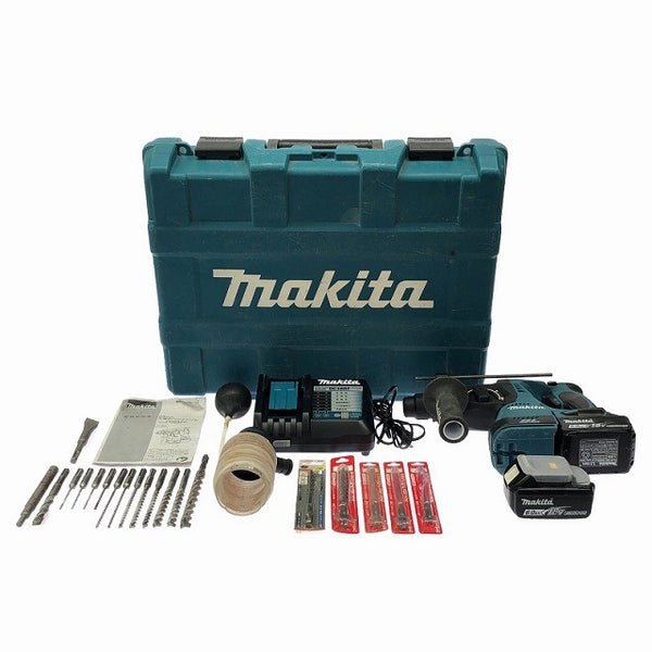 ☆中古品☆makita マキタ 18V 充電式ハンマドリル HR244DRGX 青 バッテリ2個(6.0Ah) 充電器 ケース付 コードレス ハンマードリル130990 - 3