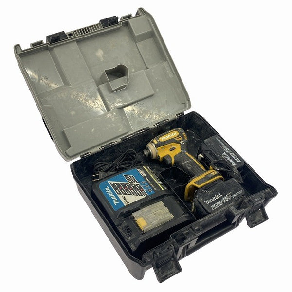 ☆中古品☆makita マキタ 18V 充電式インパクトドライバー TD172D 黄 バッテリ2個(18V6.0Ah) 充電器 ケース付 コードレス118952 - 2