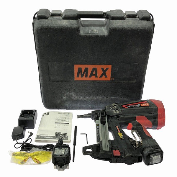 ☆中古品☆MAX マックス ガスネイラ GS-738C2 バッテリ2個(6V1.5Ah) 充電器 ケース付 充電式 ガス式鋲打ち機 ガスピンネイラ128608 - 3