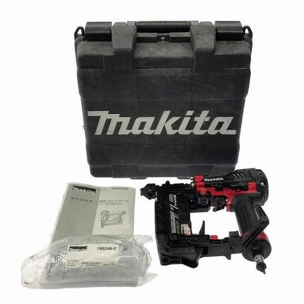 ☆中古品☆makita マキタ 高圧 フロアタッカー AT451H 赤 ケース付 肩巾MA線4mm 長さ50mm フロア用 エアタッカー エアータッカー131306 - 3