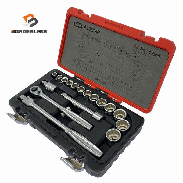 ☆極美品☆ TONE トネ ソケットレンチセット工具17点 4130MP ボルト ナット 締付け ハンドツール ハンド工具 手工具129004 - 1