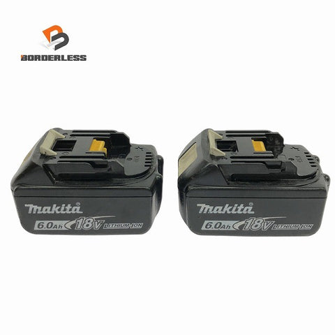 ☆中古品2点☆makita マキタ 18V 6.0Ah 純正 リチウムイオンバッテリー BL1860B 2個 残量表示付 急速充電対応 蓄電池 充電池137463