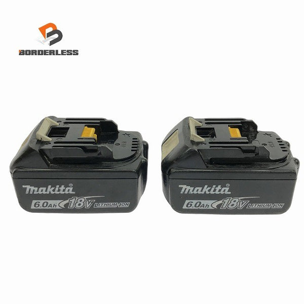 ☆中古品2点☆makita マキタ 18V 6.0Ah 純正 リチウムイオンバッテリー BL1860B 2個 残量表示付 急速充電対応 蓄電池 充電池137463 - 1