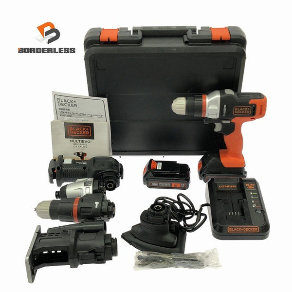 ☆極美品☆BLACK+DECKER 18V コードレスマルチツール EVO185 ヘッド ESH/ERS/EDD/EJS/EIH/EHH183 バッテリ2個(2Ah)充電器 ケース付134741 - 1