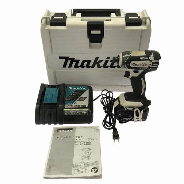 ☆中古品☆makita マキタ 18V 充電式インパクトドライバー TD149D 白/ホワイト バッテリ1個(18V3.0Ah) 充電器 ケース付 コードレス123072 - 3