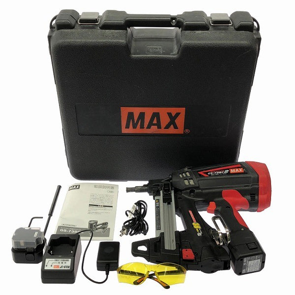 ☆比較的綺麗☆MAX マックス ガスネイラ GS-738C2 バッテリ2個(6V1.5Ah) 充電器 ケース付 充電式 ガス式鋲打ち機 ガスピンネイラ129592 - 3