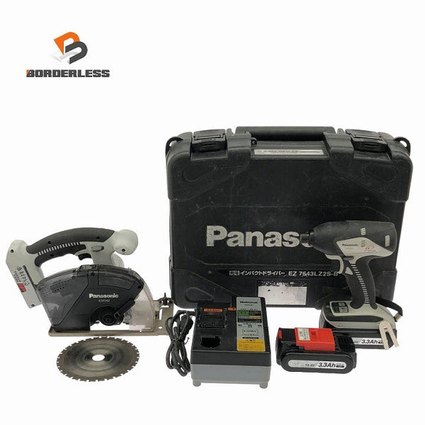 ☆中古セット☆Panasonic パナソニック 14.4V 充電式インパクトドライバー EZ7543 充電パワーカッター EZ4542 バッテリ2個 充電器付132952 - 1