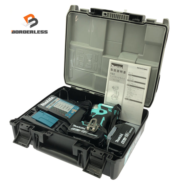 ☆未使用 限定色☆makita マキタ 18V 充電式インパクトドライバー TD173DGXTB ターコイズブルー バッテリ2個(6.0Ah) 充電器 ケース134874 - 1