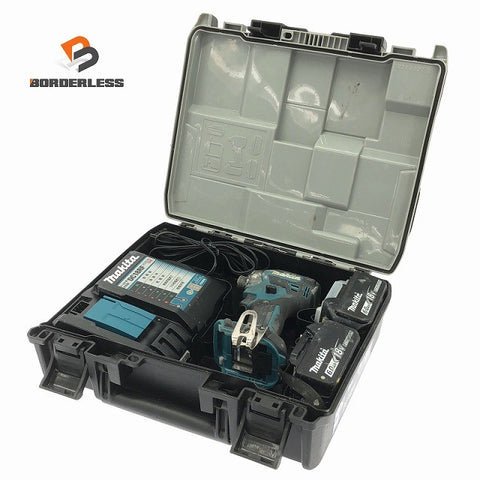 ☆中古品☆makita マキタ 18V 充電式インパクトドライバー TD173DRGX 青/ブルー バッテリ2個(6.0Ah) 充電器 ケース付 コードレス128859