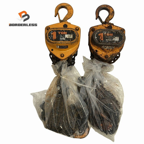 ☆中古品2個セット☆KITO キトー チェーンブロック CB010 M3形 荷重1.0ton/1ton 揚程2.5m 手動式 チェンブロック 吊り具 荷揚げ136175