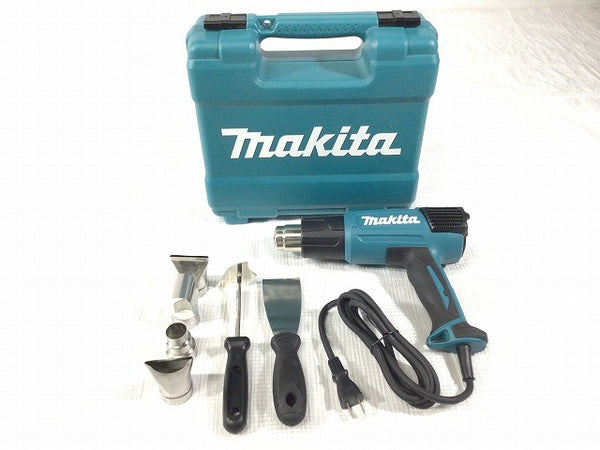 ☆未使用品☆makita マキタ 100V ヒートガン HG6031VK 青/ブルー 本体+パーツ+ケース 風量2段階切替 9段階温度調節ダイヤル133967 - 3