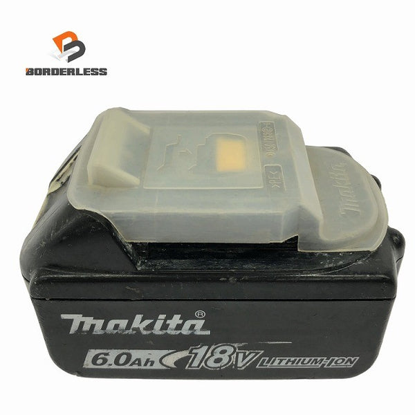 ☆中古品☆makita マキタ 18V 6.0Ah 純正リチウムイオンバッテリー BL1860B 急速 残量表示ボタン 蓄電池 雪/飛行機136904 - 1