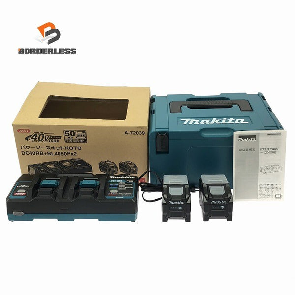 ☆未使用品☆makita マキタ 40Vmax 5.0Ah パワーソースキット XGT6 A-72039 バッテリー2個(BL4050F) 2口急速充電器(DC40RB)137857 - 1