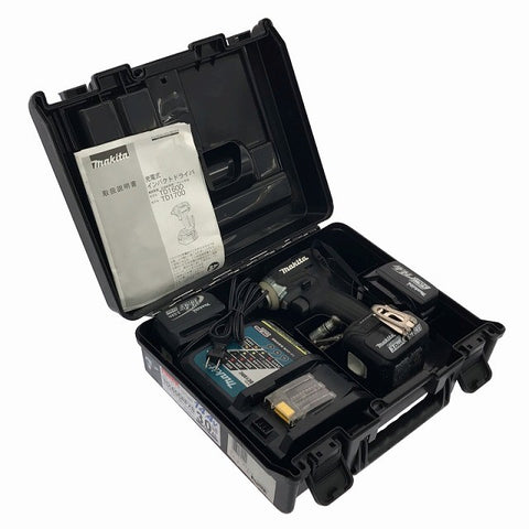 ☆中古品☆ makita マキタ 14.4V 充電式インパクトドライバー TD160DRFXB 黒/ブラック バッテリー3個(3.0Ah)充電器+パーツ+ケース123974 - 0