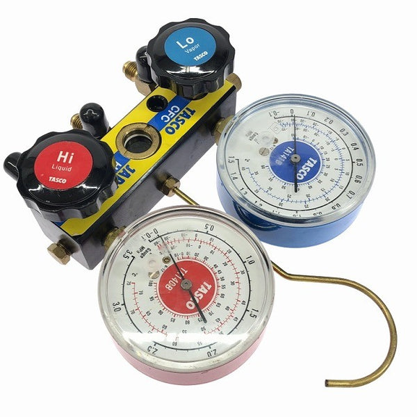 ☆中古品☆TASCO タスコ サイトグラス・高精度ゲージ付ゲージマニホールド TA120A-1 TA140B TA141B - 6