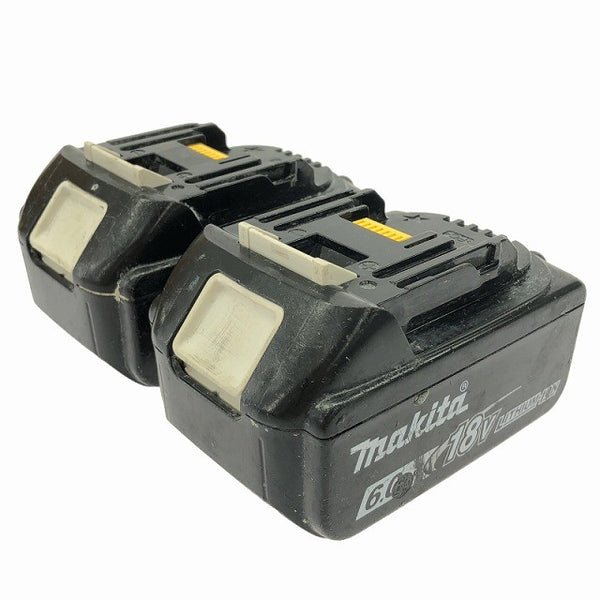 ☆中古品2点セット☆makita マキタ 18V 6.0Ah 純正 リチウムイオンバッテリー BL1860B×2 残量表示付 雪マーク 蓄電池132930 - 2